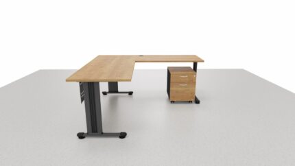 ESCRITORIO EN L CON LATERAL. VECTOR. FALDON METALICO. INCLUYE CAJONERA MOVIL CM-1C1K