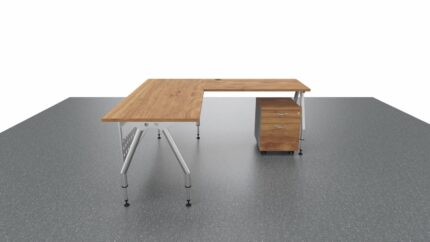 ESCRITORIO EN L CON LATERAL. SPAZIO. FALDON METALICO. INCLUYE CAJONERA MOVIL CM-1C1K