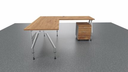 ESCRITORIO EN L CON LATERAL. SPAZIO. FALDON METALICO. INCLUYE CAJONERA MOVIL CM-3C